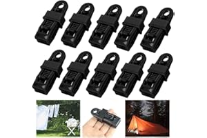 JIANYH 10 PCS Tarpaulin Clips, tarp Clips Heavy Duty Lock Grip, Adjustable Heavy Duty Lock Grip for Tarp & Shade Cloth Tarp Clips Windproof Shade Cloth Clips (Black)