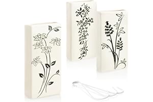 com-four® 3x Umidificatore Termosifoni - Evaporatore d’Acqua per Umidificare l’Aria della Stanza - Umidificatore in Ceramica con Motivi Floreali (bianco - fiori neri)