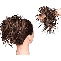 Extension/accessorio per capelli sintetico, chignon in stile spettinato, capelli dritti, elastico, biondo castano, per un'acc