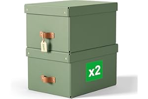Leitz Puro Medium Storage Box with Lid – Set of 2 Durable Storage Boxes, Compatible with Cube Units & Shelves, 17L Stackable Organiser, Suitable for Home & Office (27 x 37 x 20cm, Sage Green)