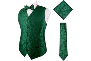 Alizeal Mens Classic 4pc Paisley Jacquard Waistcoat Suit Vest Set