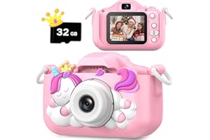 HOOMOON Einhorn Kinderkamera, Weihnachten Geburtstag für Alter 3-12, 1080P HD Selfie Digital Video Kamera, Niedliche kleine Mädchen Jungen Geschenke Spielzeug für 3 4 5 6 7 8 9 Jahre