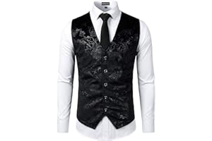 PARKLEES Herren-Weste, luxuriös, metallisch, Paisleymuster, goldfarben, bedruckt, für Hochzeit, Abschlussball, Party, Anzug oder Smoking