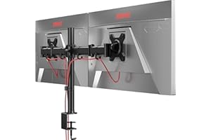 Duronic DM252 BK Bras pour 2 moniteurs d’Ordinateur | Support Double d’écran PC articulé pour Bureau | VESA 75 100 | Hauteur Ajustable | Rotatif Inclinable Pivotant | Compatibilité Universelle