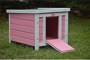 Bunny Business Cat/Puppy/Rabbit/Guinea Pig Wooden Hide House, 51 x 44 x 42cm, Pink