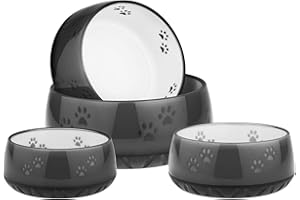 EHASO Hundenapf mit Pfötchen - Futter- und Trinknapf für kleine und große Hunde, unifarben (Schwarz, 1000ml)