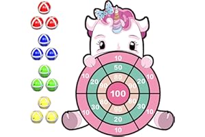 Licorne Jouet pour Enfants 4-9, 63cm Licorne Jeu de Fléchettes Velcro Enfants Avec 12 balles Collantes, Fête Fléchettes à Suspendre Intérieur et Extérieur, Licorne Cadeaux Anniversaire pour Enfants