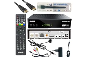 Edison Piccollino S2+T2/C Full HD Satelliten-Kabel-Receiver FTA HDTV DVB-S2/C/T2 (HDMI, AV, USB 2.0,Display,IR-Auge,CA,LAN) Deutsch vorpr.inkl.Wlanabel und HDMI Kabel