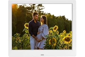 AOWASI Digital Photo Frame 9 Inch Digital Picture Frame 1024 * 768 HD IPS Screen Photo/Music/Video Player/Calendar/Alarm Clock with Remote Control, Support USB or SD Card, White