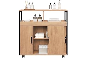 ‎EUGAD EUGAD Szafka łazienkowa, 70 x 70 x 20 cm, jasny dąb + czarny