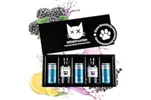 ‎BÖSER KATER Böser Kater Gin Tasting-Set | Hochwertige Geschenkbox | Perfekte Geschenkidee | 2x 100ml Gin + 3x 150ml Fever Tree Tonic Water | Gin-Tasting für bis zu 5 Personen