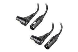 Cable Matters 2-Pack Right Angle XLR Cable, Short XLR Microphone Cable 0.3m Oxygen-Free Copper (OFC) Right Angle Cable, Mic Cord, Black