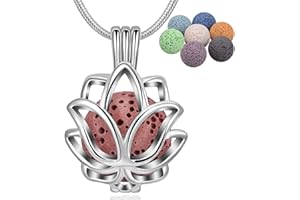 INFUSEU Bisuteria Mujer, Colgante Aromaterapia Collar Aroma Plateado Difusor Aceites Esenciales Joyeria Personalizada Joyas De Mujer