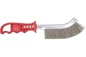wolfcraft Stålborste - Handborste med Rostfritt Ståltråd, 265 mm | Borstlängd 125 mm, tråd 30 mm - ergonomiskt plasthandtag med upphängningshål