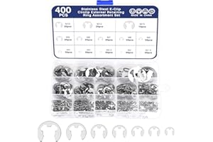 Habwea 400 STÜCK Sprengring Set Edelstahl E-Clip Sicherungsring Externer Intern Sicherungsringe Sprengring Sortiment für Befestigen Lagern Zahnrädern Riemenscheiben