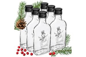 lilawelt24 6x 200ml Weihnachtsflaschen zum befüllen, Schnapsflaschen, Weihnachtsgeschirr, Likörflaschen Geschenkflasche Weihnachten Flaschen
