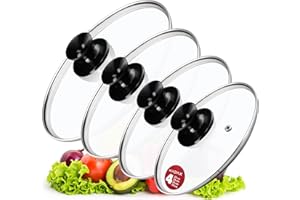 KADAX Set di coperchi universali in vetro con manico, resistenti al calore, di diverse dimensioni, per casseruola, padella, 20, 24, 26 e 28 cm, manico nero lucido
