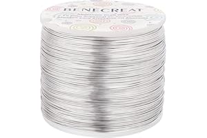 ‎BENECREAT BENECREAT 20 Gauge (0.8mm) Aluminiumdraht 235m (770FT) Eloxierter Schmuck Basteldraht - Silber