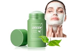 EHIOG Green Mask Stick, Green Tea Mask Masque Solide, Contrôle de l'huile Hydratante, Masque à l'argile Purifiant, élimine Efficacement Points Noirs l'acné, Purifie la Peau, pour Tous les Types de Peau