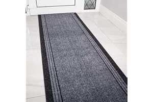 The Rug House Grey Rubber Backed Very Long Hallway Hall Runner Narrow Rugs Custom Length - Sold and Priced Per Foot 6ft