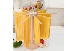 Toaboa Secador de pasta de madera, 46 cm x 40 cm, para hasta 4,5 kg, con 9 brazos extraíbles, reutilizable, para pasta y fideos (A)