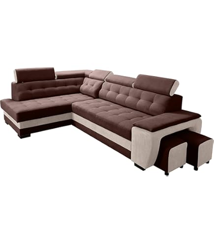 LUCKY - Canapé D’angle Convertible Réversible En Tissu Velours Gris Et Simili Cuir Blanc 51679735