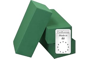 VonBueren 3 x Steckschaum nass Steckschwamm für Blumen | ca. 23 x 11 x 7,5 cm je Blumensteckschaum | Steckmasse zum Basteln | Steckmoos | für Kunstblumen und Frischblumen | Made in EU