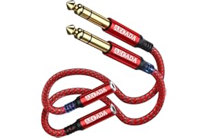 AkoaDa Audio Adapter 6.35MM Klinkenstecker Auf 3.5MM Klinken Buchse Digital Instrument Kabel Mit 24K Vergoldete Kontakte Für Kopfhörer, Gitarre,Bassverstärker Und HiFi Anlage (0.3M, 2 Stücke, Rot)