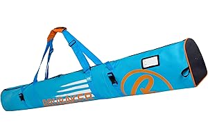 BRUBAKER ‘Carver Champion’ - Série limitée - Housse à Skis rembourrée pour 1 Paire de Skis et Bâtons - 170 cm - Bleu Orange