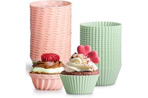 YapitHome 48 Pezzi Stampo Silicone Torta,Muffin di Silicone con Maniglie, Riutilizzabili per Torte,Dessert,Budino,Gelatina,Cioccolato