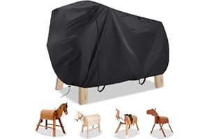 AXPQHL Abdeckung Holzpferd Abdeckplane Holzpferd,Schwerlast 600D Oxford Gewebe Holzpferd Schutzhülle mit UV- und PU Beschichtung,Wasserdicht und staubdicht，für Holzpferd 140 x 100 x 130cm,Schwarz