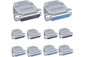 VISSQH Conector DB25 Serie RS232 D-Sub 25 Pines Soldadura Placa Ruptura Macho Hembra Carcasa - 10 Piezas
