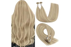 ‎YOUNGSEE YoungSee Bonding Extensions Echthaar Blond 45 cm Haarverlangerung Bondings Echthaar Aschblond Strahnchen Platinblond Remy U Tip Extensions 50g Extensions Echthaar Bonding Keratin 1g/s #18/613