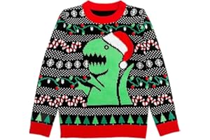 SHIRTGEIL Sweter bożonarodzeniowy męski damski T-Rex unisex sweter z dzianiny