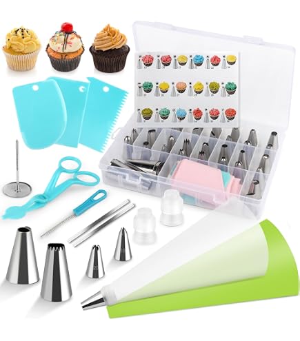 Kit Pâtisserie Professionnel 23 Pièces - Plaque Tournante 28 Cm, Coupe-Gâteau, 100 Poches à Douille, Douilles Inox | Pour Décoration Gâteaux - 4