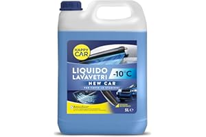HAPPYCAR Happy Car Liquido Lavavetri Invernale -10°C New Car 5L – Con Tecnologia BalanceScent®, Azione Sgrassante e Profumata, Pronto all’Uso, con Versatore – Rimuove Sporco e Residui Stradali