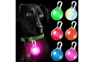 SerDa-Run 6 PCS Light Up Dog Collar Tag for The Dark, Light Dog Collar Tag, Flashing Dog Collar tag with Three Light Modes, Makes Your Dog Visible & Safety for Night Walking