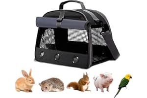 APKOL Borsa per il Trasporto di Animali di piccola taglia,35 * 25 * 23cm Trasportino per porcellini d'India, conigli, criceti, uccelli, Borsa per animali con manico stabile e Cuscino peluche,nero