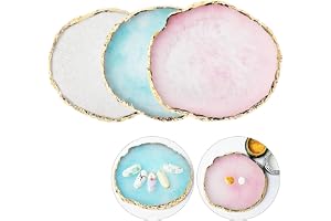 3 stycken nageldesignpaletter i harts med färgblandning och guldkant – gelfärgdisplay för sminkpresentation (nagelkonst)