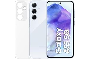 Samsung Galaxy A55 5G,Clear Cover inclusa, Smartphone Android 14, Display FHD+ Super AMOLED 6.6” 8GB RAM, 256GB di memoria interna espandibile, Batteria 5.000 mAh, Awesome Iceblue [Versione Italiana]