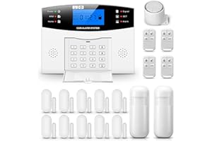 PGST Système d'alarme Sécurité sans Fil GSM et Wi-FI, 18 Pièces kit antivol avec sirène – Extensible pour Maison, Camping-Car, Garage, Bureau, Compatible avec Alexa