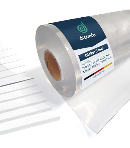 diconfa Folie glasklar NACH MAß 4mm WÄHLEN: 0,1 bis 1,5m BREIT