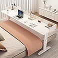 ZAIHW Over The Bed Desk Table With Wheels Adjustable Height 68-103cm x 40cm (15.7in) or 50cm (19.7in) White Lacquer Traditional Style Unisex