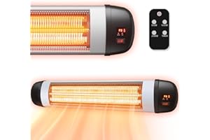 Mursche Heizstrahler Terrasse Infrarotheizung 2500W - Infrarot Strahler Outdoor mit Fernbedienung Elektrisch Wärmestrahler Wandmontage 3 Heizstufen Terrassenstrahler Aussen für Bad Balkon Garten