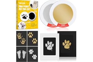 TARICOR 2 Pezzi Kit Impronta Cane e Gatto, Kit Stampa Zampa Cane Gatto, Timbro per Zampa Cane con 4 Carte Scheda di Stampa Bianca 2 Cornici di Carta, per Ricordi di Famiglia Cani e Gatti (Oro e Argento)