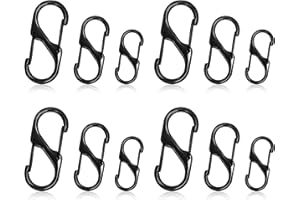 SZXMDKH S Carabiner Keyring Clip, Small Dual Spring Opening Keychain Clip, S Ring Locking Carabiner Buckle Double Clip Hook for Outdoor Hiking Fishing Camping
