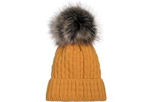 styleBREAKER Cuffia con Pompon Lavorato a Maglia Unisex con Fodera in Pile e Motivo Intrecciato, Berretto con Pompon in Pelliccia Sintetica Invernale, Made in Polen 04024171