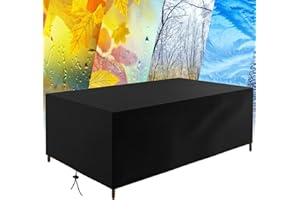 HNKDKJ Abdeckplane für Gartenmöbel 220x100x70cm/LxWxH Rechteckig Gartenlounge Abdeckung Schwerlast 420D Oxford Gewebe Abdeckplane Gartentisch Winterfest Winddicht-UV Gartenmöbel Schutzhülle Schwarz