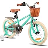 HILAND 14 16 18 Zoll Kinderfahrrad mit Stützrädern, Grün/Rosa Mädchen Fahrrad, Handbremse und Rücktrittbremse, Kinderfahrrad 