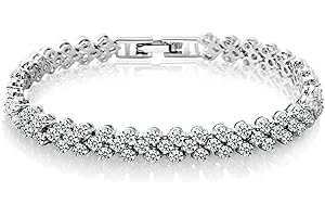 Epoch World Srebrna bransoletka tenisowa dla kobiet z cyrkonią sześcienną, pozłacana białym złotem bransoletka dostarczana w pudełku prezentowym